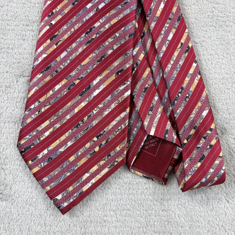 BRIONI Abstract Striped Red Silk Hand Made Tie Made in Italy‎ Designer NWT